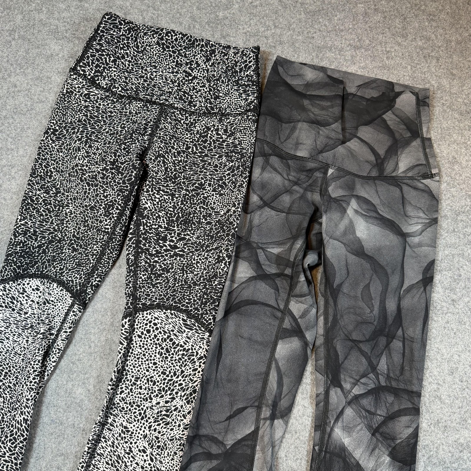 Lululemon Leggings Pants Womens 2 Gray Animal Print High Rise Ankle Yoga Lot 2